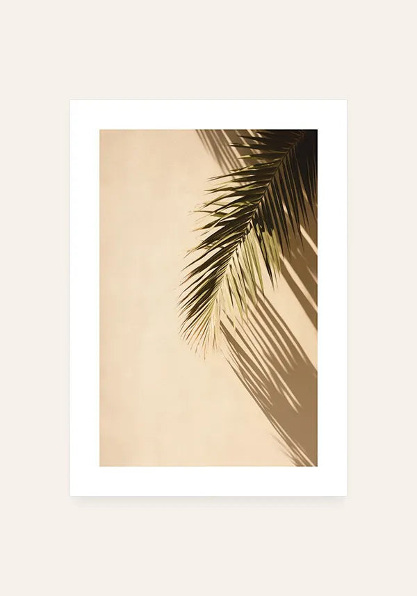 Quadro Folha de Palmeira Fundo Bege com Borda