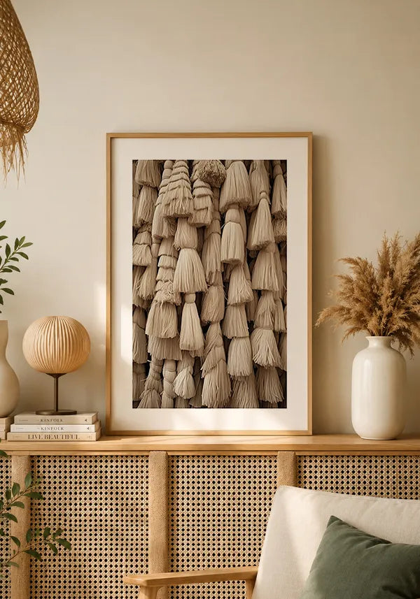 Quadro Tassel Macramê Natural II com Borda