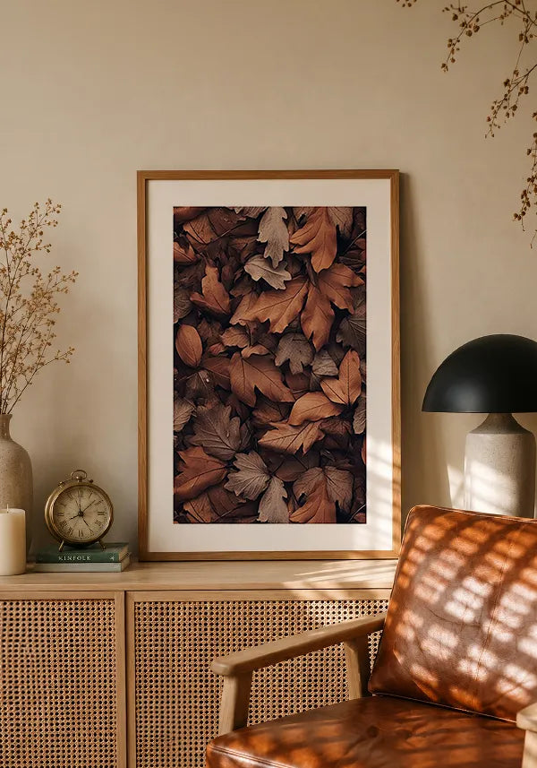 Quadro Folhas Secas no Outono com Borda
