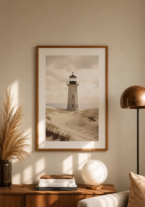 Quadro Farol na Praia com Borda