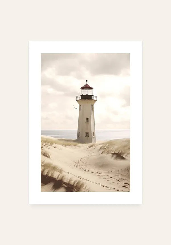 Quadro Farol na Praia com Borda