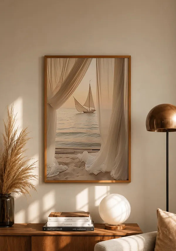 Quadro Barco a Vela ao Entardecer