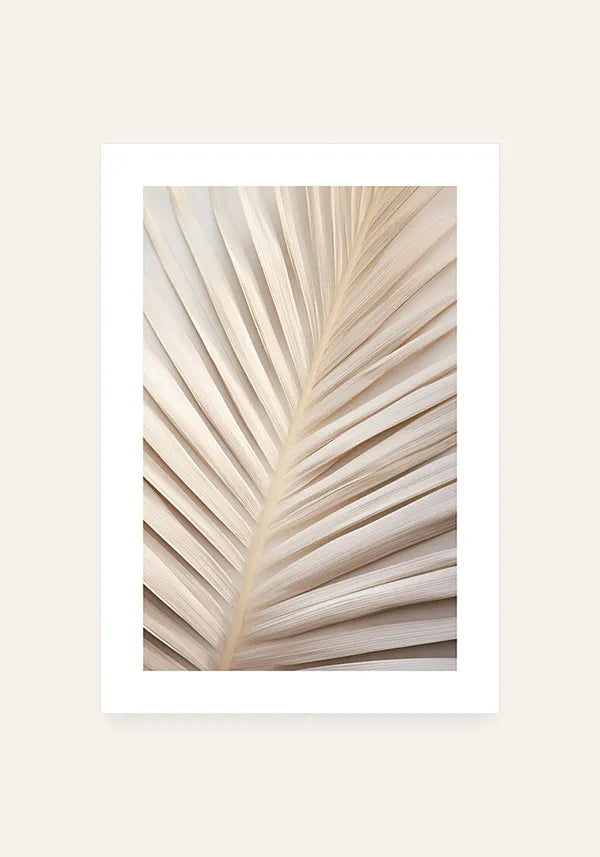 Quadro Folha de Palmeira Off White I com Borda