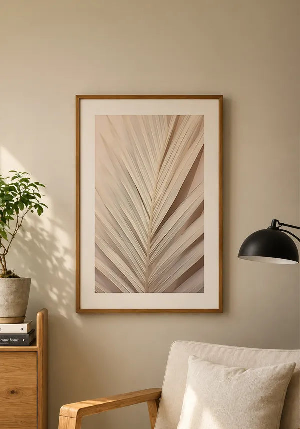 Quadro Folha de Palmeira Off White II com Borda