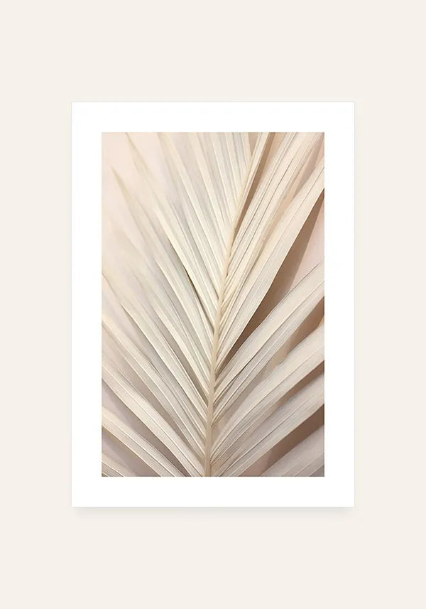 Quadro Folha de Palmeira Off White II com Borda
