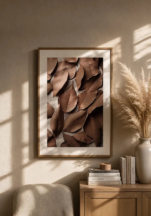 Quadro Folhas Secas em Marrom com Borda