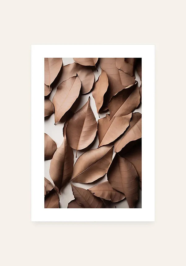 Quadro Folhas Secas em Marrom com Borda