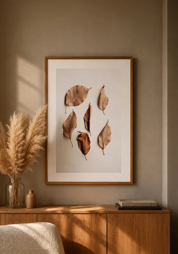 Quadro Folhas Marrom I com Borda