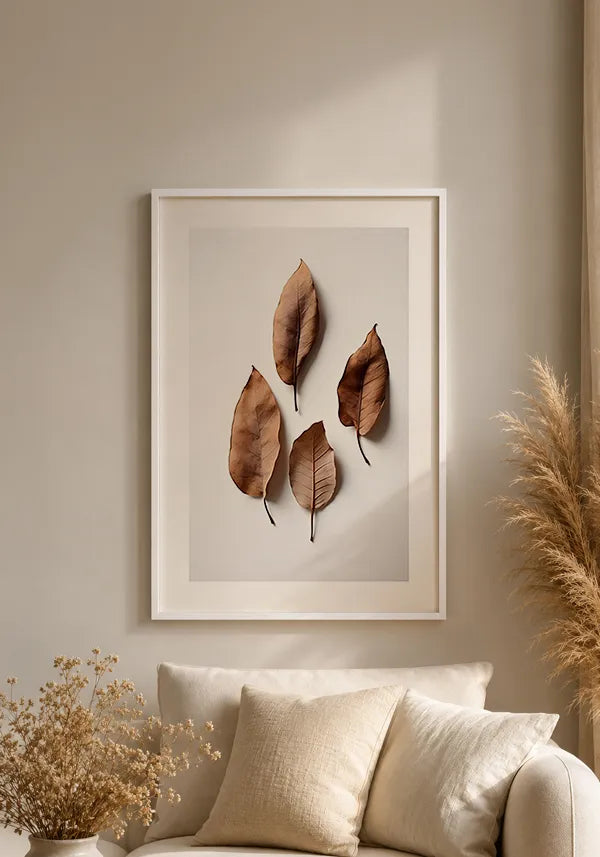 Quadro Folhas Marrom II com Borda
