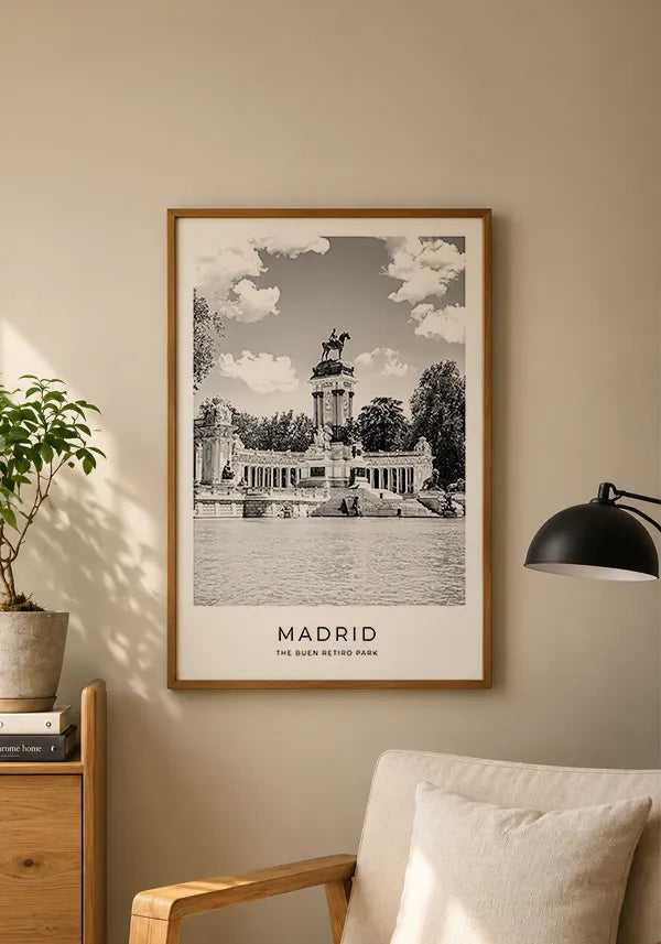 Quadro Madri Parque do Retiro em Preto e Branco