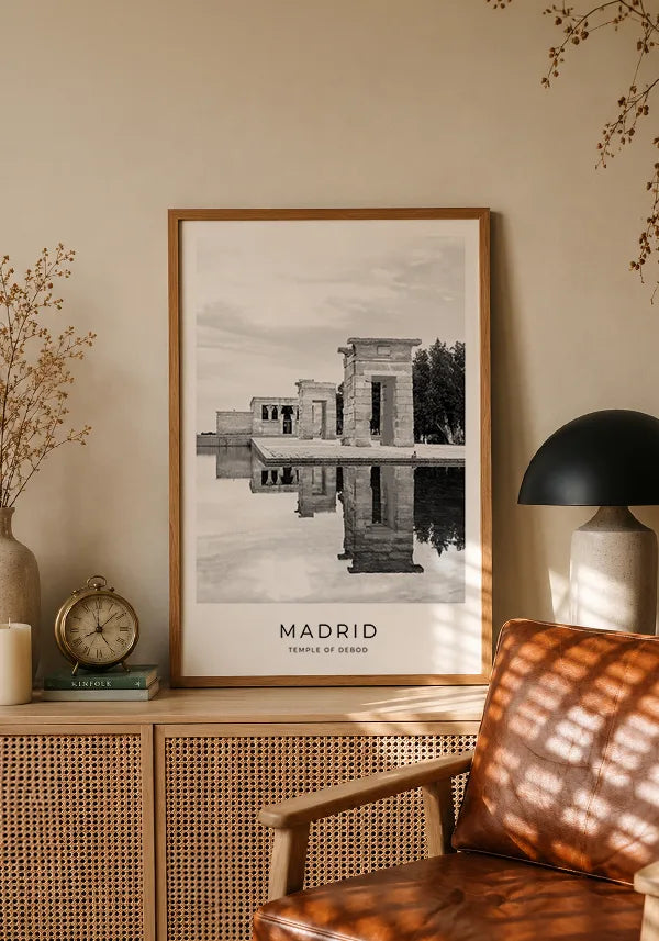 Quadro Madri Templo de Debod em Preto e Branco no ambiente