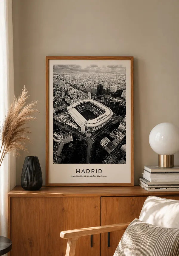 Quadro Madri Estádio Santiago Bernabéu em Preto e Branco