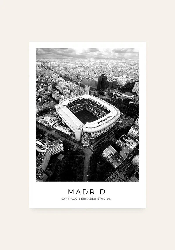 Quadro Madri Estádio Santiago Bernabéu em Preto e Branco