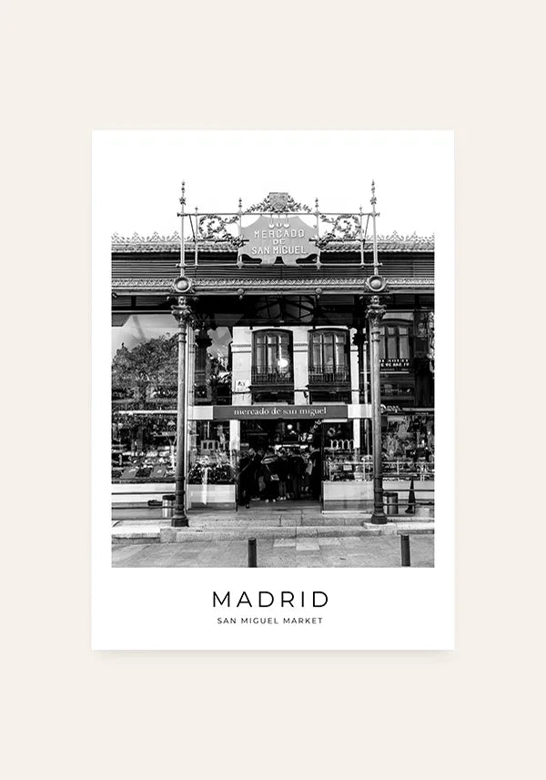 Quadro Madri Mercado de San Miguel em Preto e Branco