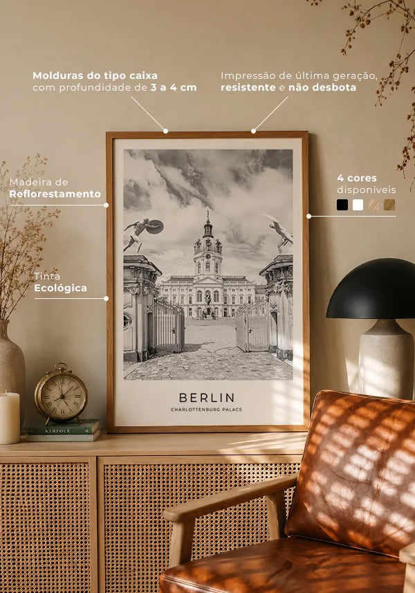 Quadro Berlim Palácio de Charlottenburg em Preto e Branco no ambiente