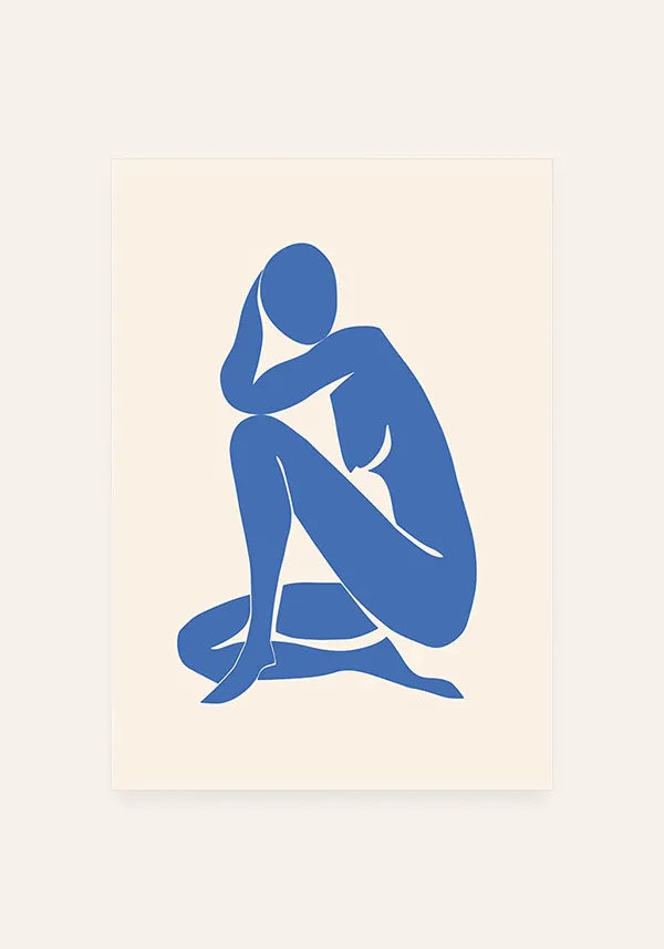 Quadro Matisse Inspired Art Silhuetas em Azul IV