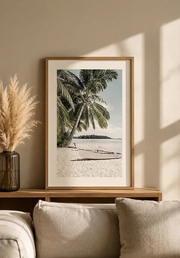 Quadro Barcos na Praia com Borda