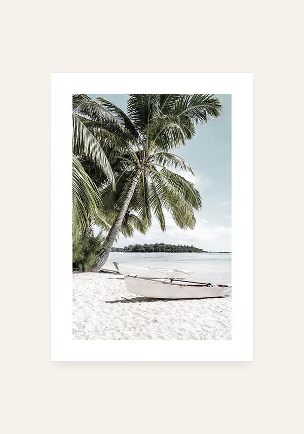 Quadro Barcos na Praia com Borda