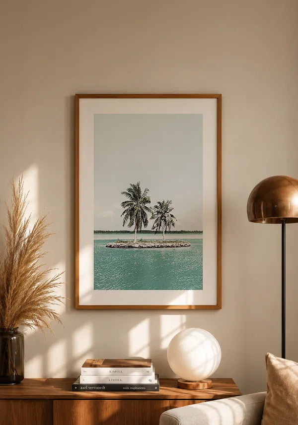 Quadro Ilha com Coqueiros com Borda
