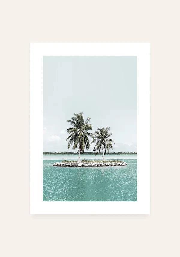 Quadro Ilha com Coqueiros com Borda