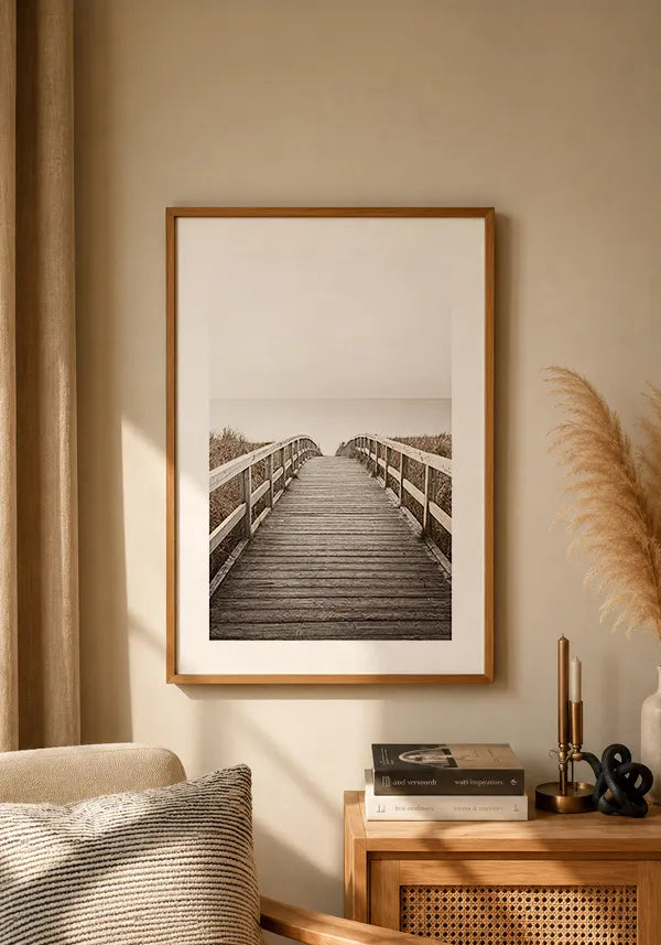 Quadro Deck na Praia com Borda