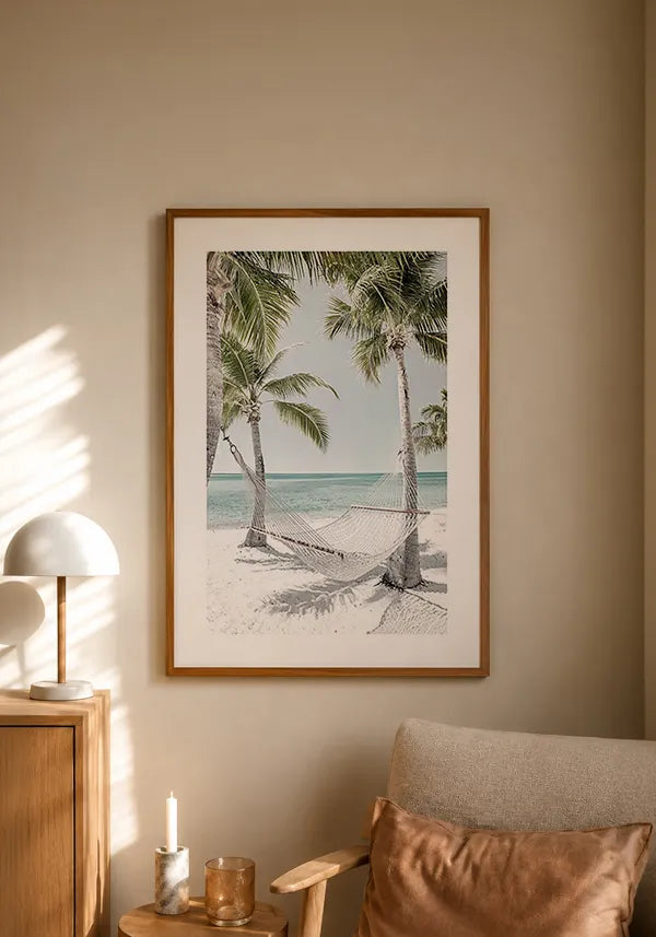 Quadro Rede e Coqueiros com Borda