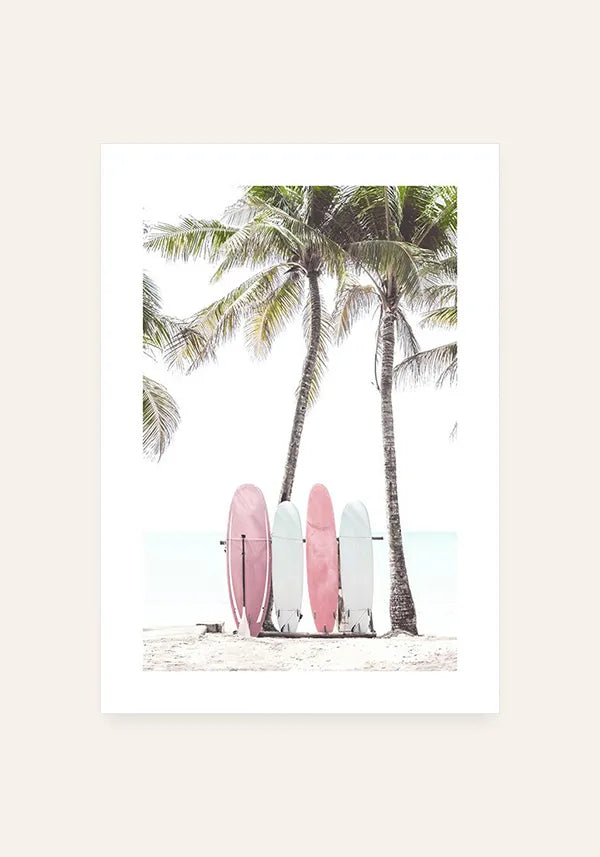 Quadro Pranchas de Surf na Praia com Borda
