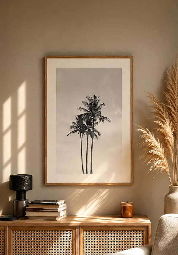 Quadro Coqueiros Preto e Branco com Borda