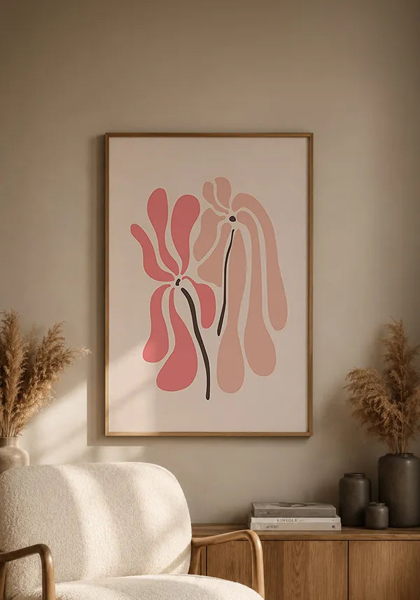 Quadro Matisse Inspired Art Flores em Rosa II