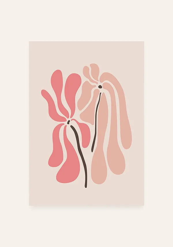 Quadro Matisse Inspired Art Flores em Rosa II