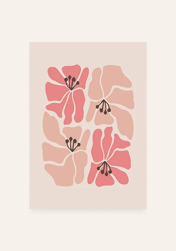 Quadro Matisse Inspired Art Flores em Rosa III