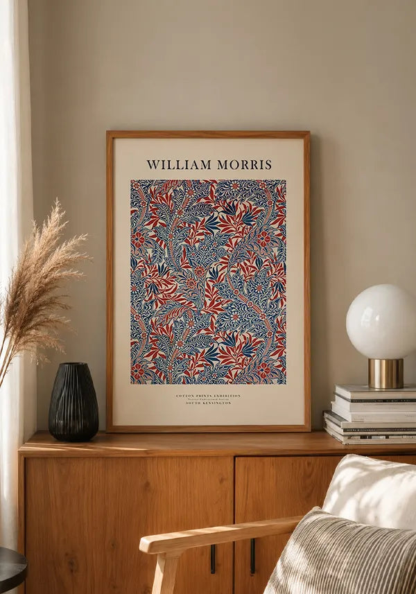 Quadro William Morris Red & Blue Leaves