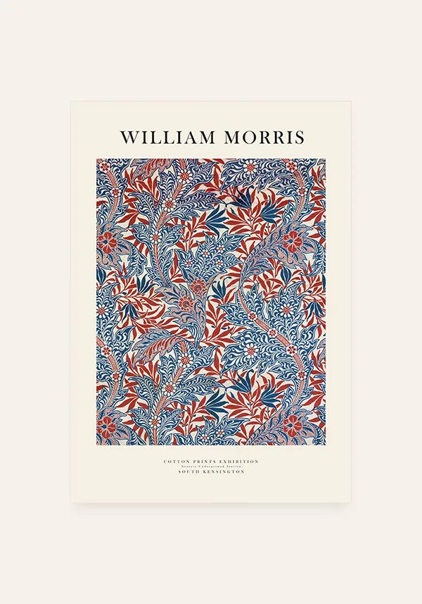 Quadro William Morris Red & Blue Leaves