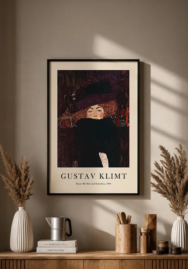 Quadro Gustav Klimt Dame Mit Hut und Federboa