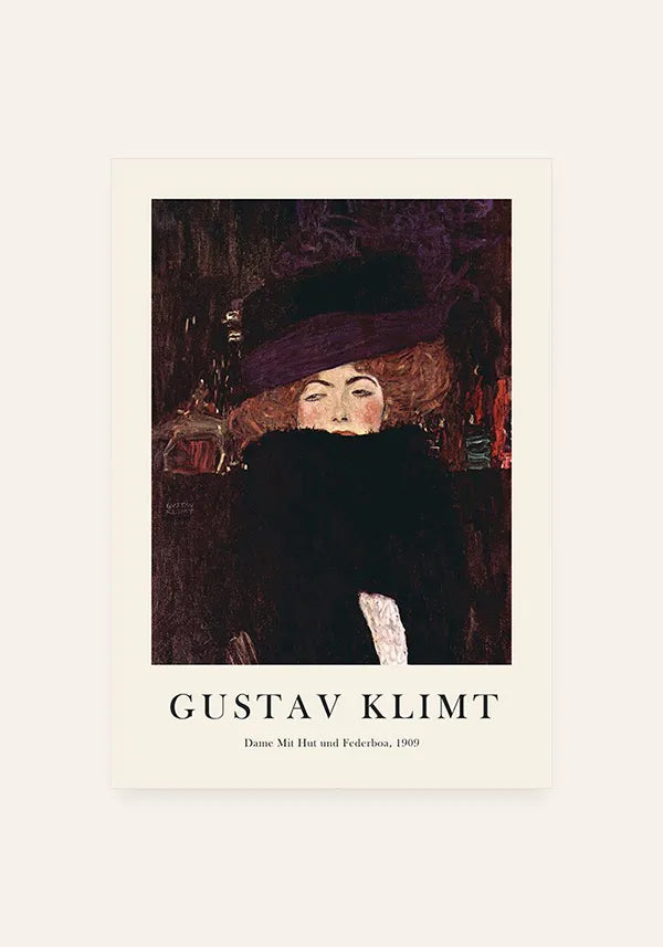 Quadro Gustav Klimt Dame Mit Hut und Federboa
