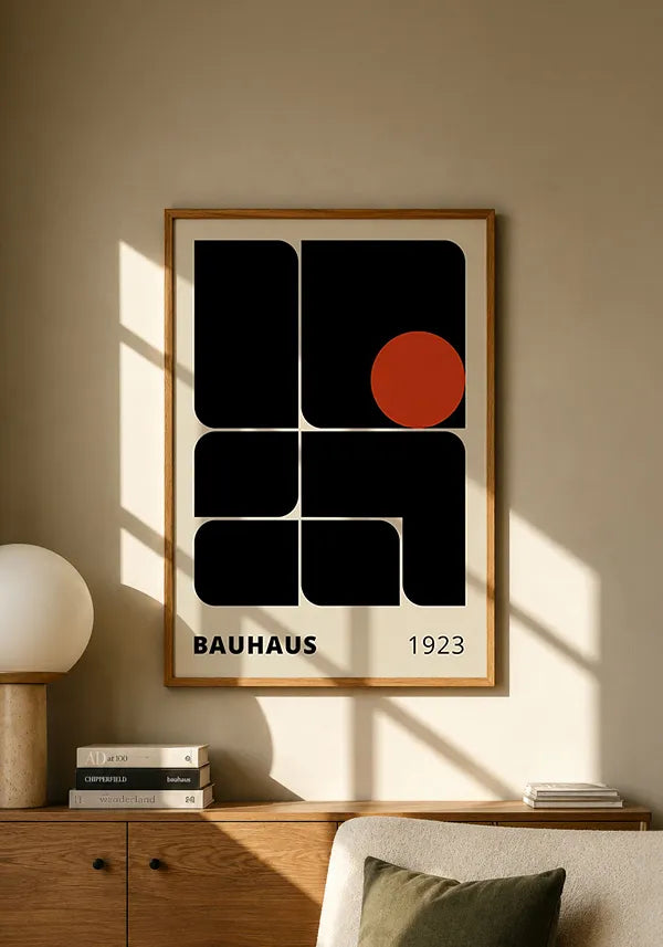 Quadro Bauhaus 1923 - Formas e Círculo Vermelho