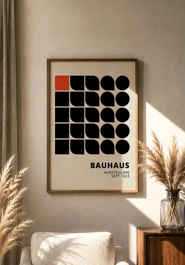 Quadro Bauhaus 1923 - Formas e Quadrado Vermelho