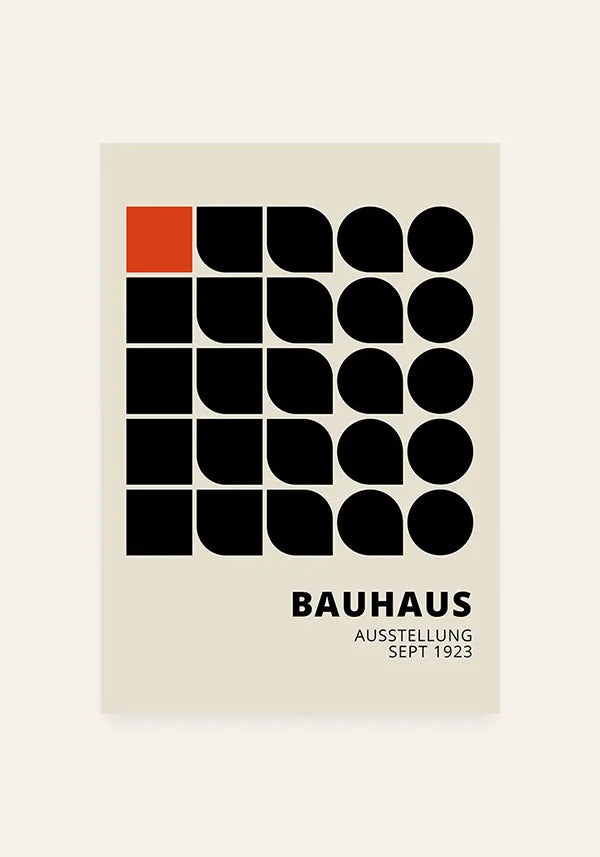 Quadro Bauhaus 1923 - Formas e Quadrado Vermelho