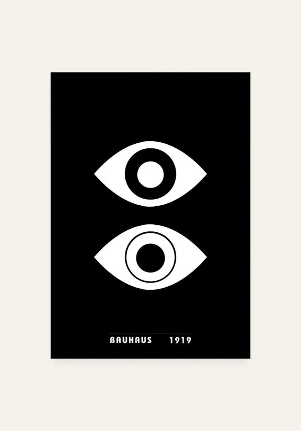 Quadro Bauhaus Olhos Fundo Preto