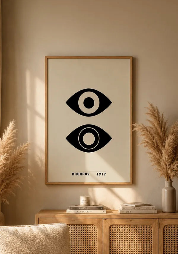 Quadro Bauhaus Olhos Fundo Bege