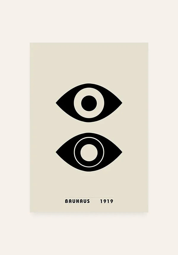 Quadro Bauhaus Olhos Fundo Bege