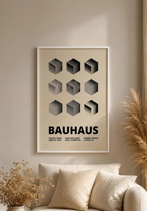 Quadro Bauhaus Cubos Minimalistas