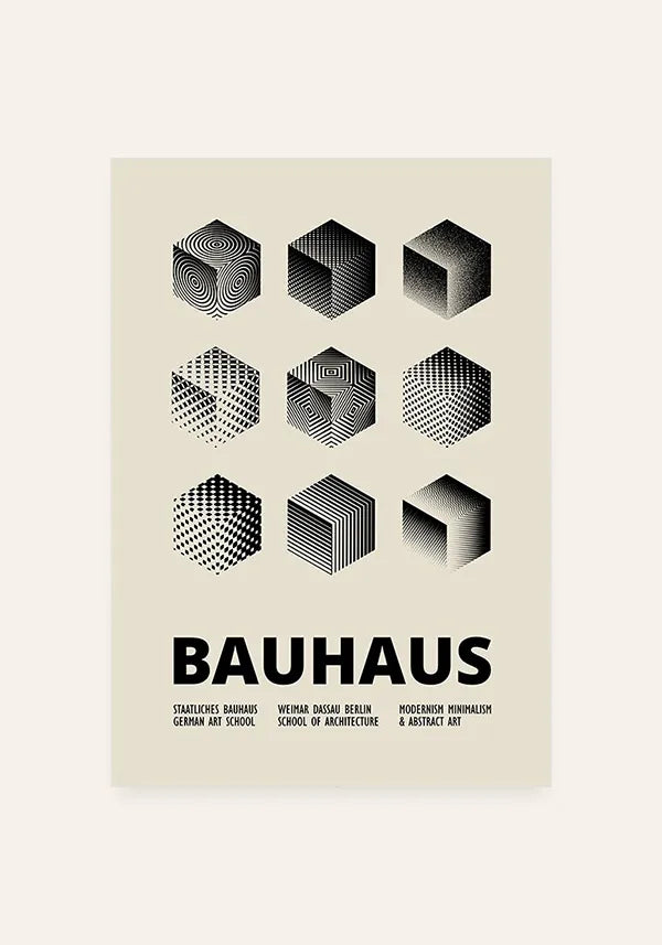 Quadro Bauhaus Cubos Minimalistas