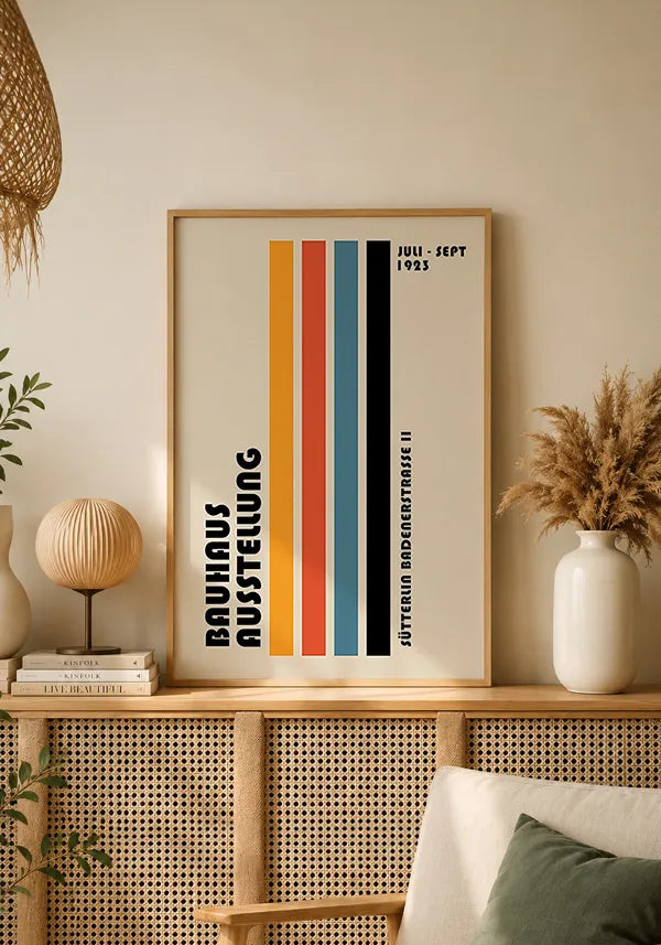 Quadro Bauhaus Faixas Coloridas Vintage