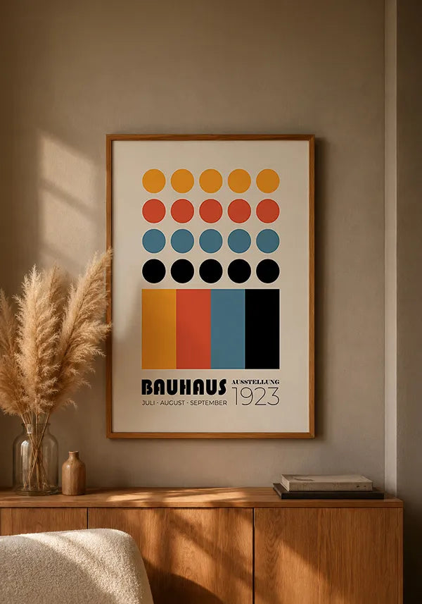 Quadro Bauhaus Circulos Coloridos Vintage