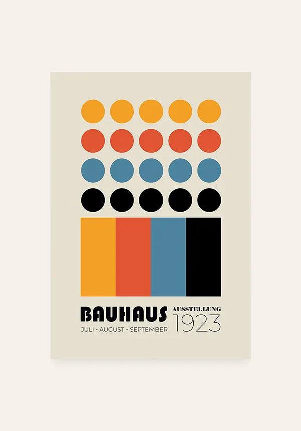Quadro Bauhaus Circulos Coloridos Vintage