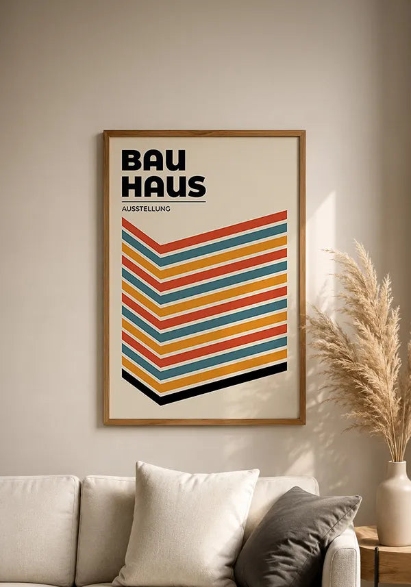 Quadro Bauhaus Linhas Coloridas Vintage