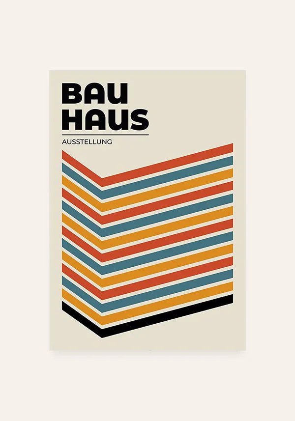Quadro Bauhaus Linhas Coloridas Vintage