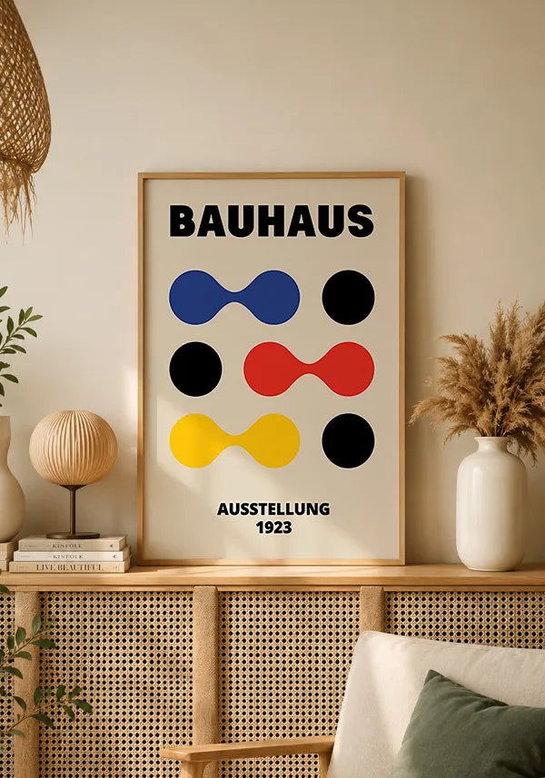 Quadro Bauhaus Conexões Colorido Fundo Bege