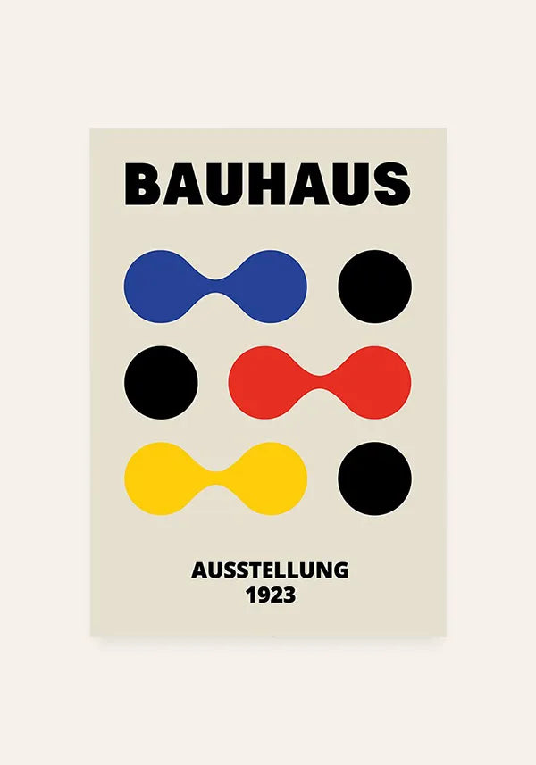 Quadro Bauhaus Conexões Colorido Fundo Bege